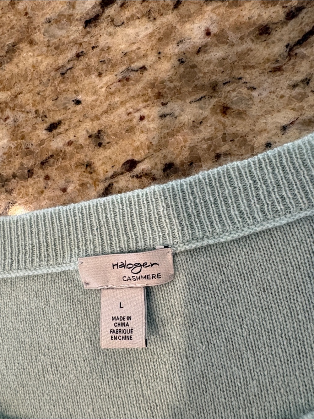 100% Cashmere | Halogen | Light Mint Textured Crewneck Sweater - Picture 9 of 16